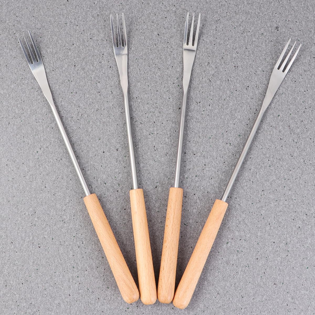 Manico in Legno Forchette per Fonduta 6 Pezzi in Acciaio Inox