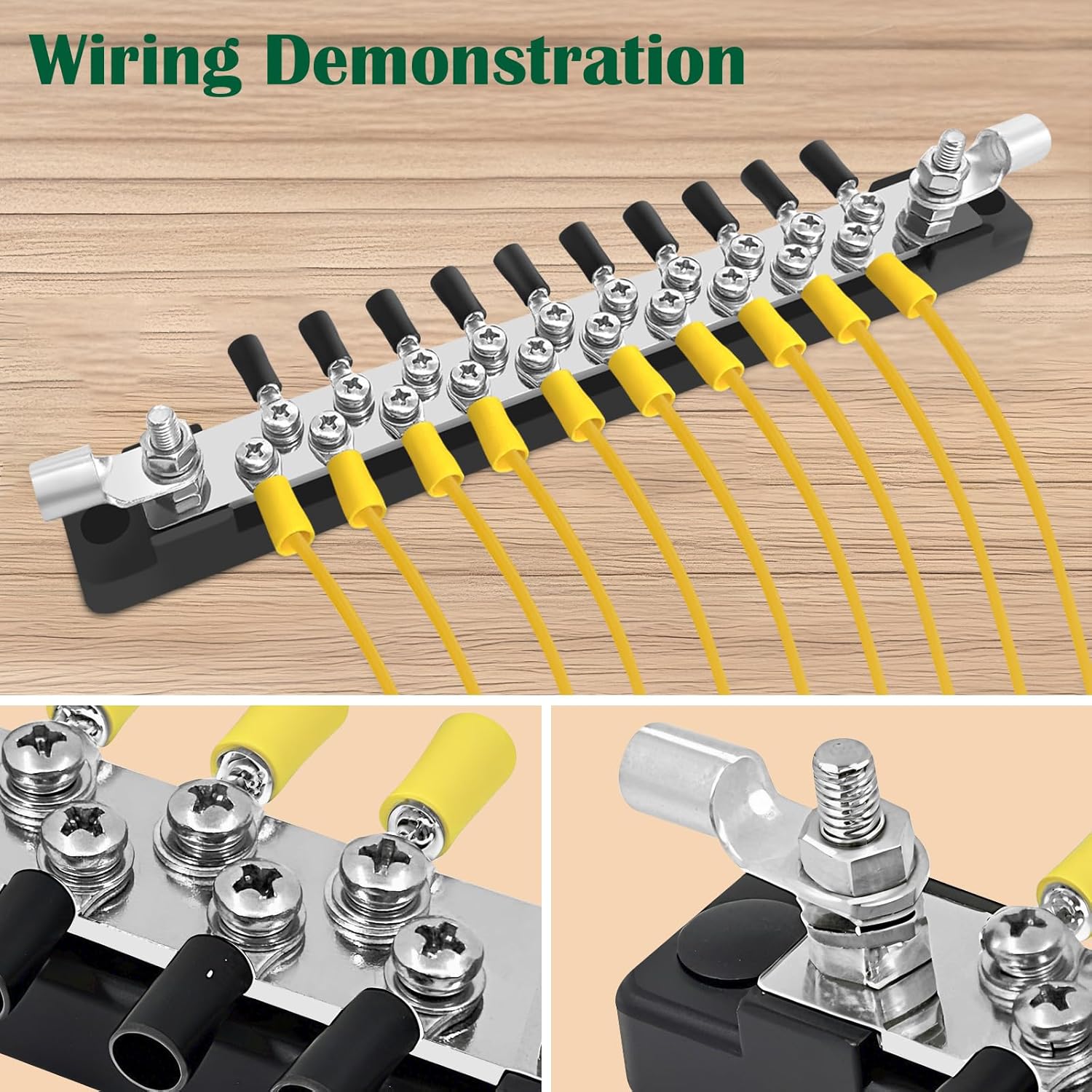 LENKRAD 20 Power/Ground Distribution Block Automotive Bus Bar 12V Marine Bus Bars, 150A Battery Terminal, New Energy Busbar 12V/48V Terminal Block Kit, 20 x M4 Terminal Screws, 2 x M6 Post - 2 Packs