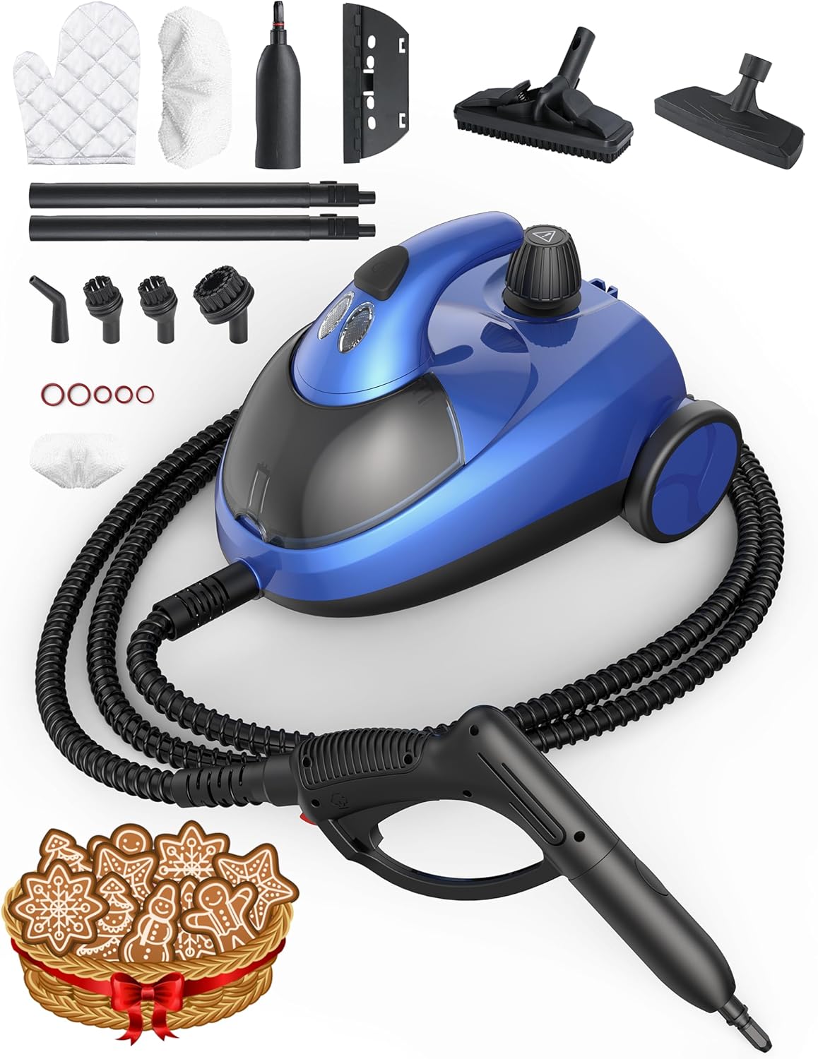 Steam Cleaner with 21 Accessories, 5 Minutes Fast Heating, Multipurpose Portable Canister Steamer for Floors, Carpet, Cars, Tiles, Grout Cleaning, Chemical-free, 1.5L Capacity