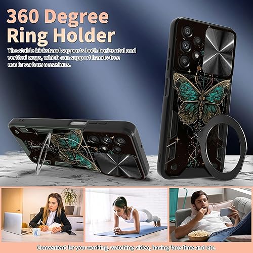 Miniatura 3 de Funda con función atril para Samsung Galaxy A53 5G con protector de pantalla, cubierta de cámara deslizante incorporada con soporte de anillo