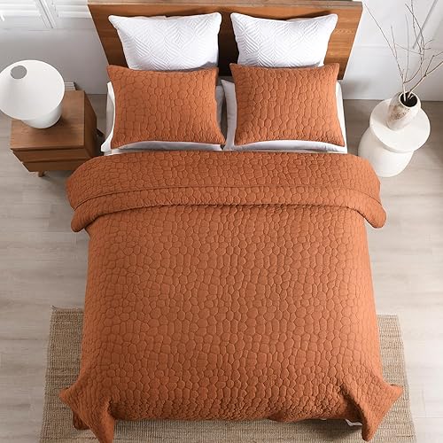 Miniatura 5 de HORIMOTE HOME Juego de edredón 100% algodón tamaño individual, juego de colcha prelavada de 2 piezas, color azul bebé, funda de cama acogedora y