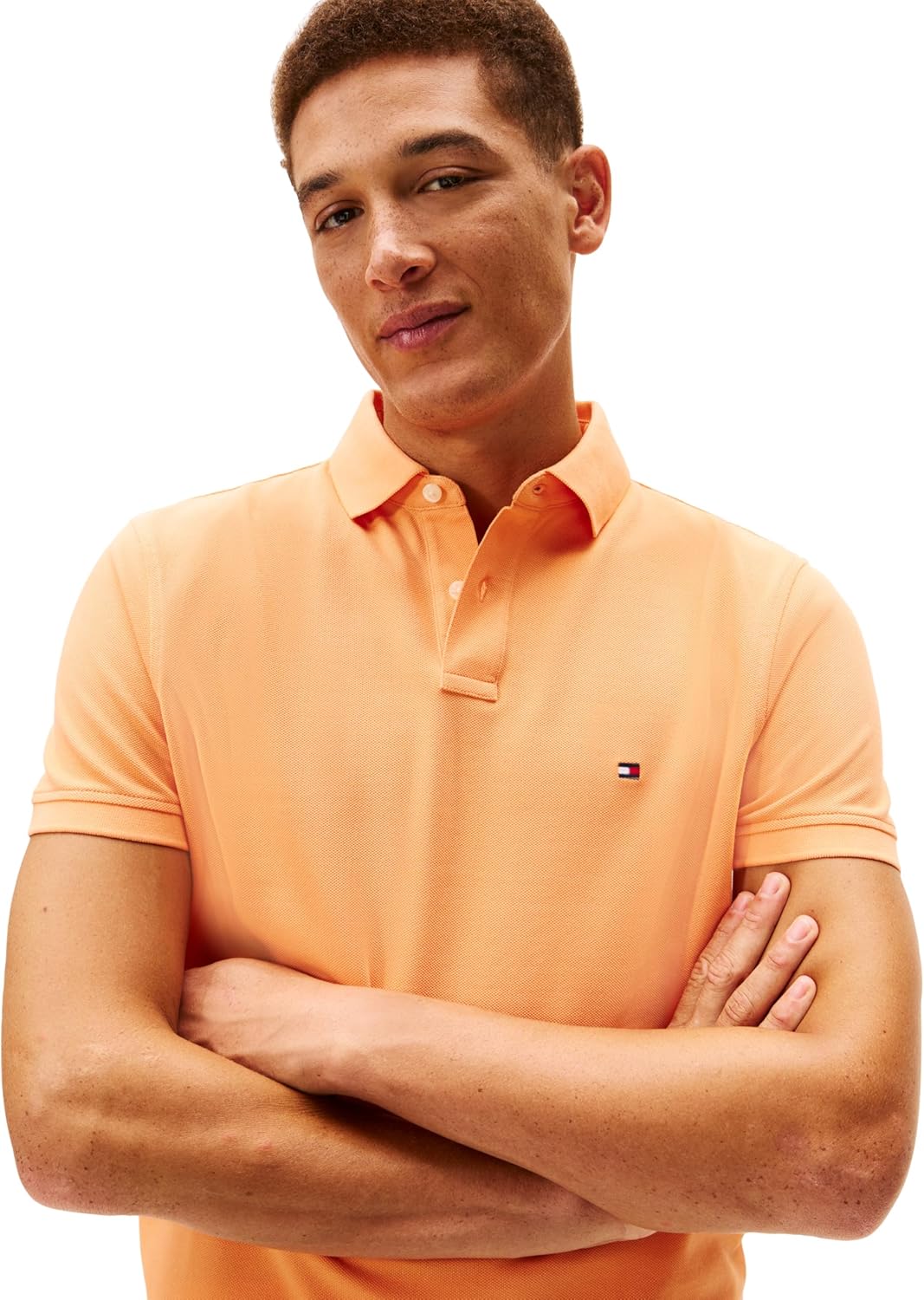 Tommy Hilfiger Men's 1985 Regular Short Sleeve Polo, Fruity Orange Large