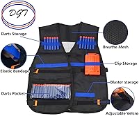 Vista 1 de Chaleco táctico para niños, chaqueta compatible con Nerf con bolsillos y ranuras para juegos de guerra y disparos para niños, con 20 dardos