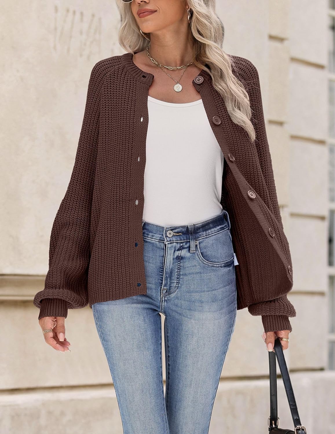 Zeagoo 2026 Cardigan Sweaters for Women Long Sleeve Chunky Knit Cardigan CEW Neck Button Down Fall Fashion Clothes - Image 2