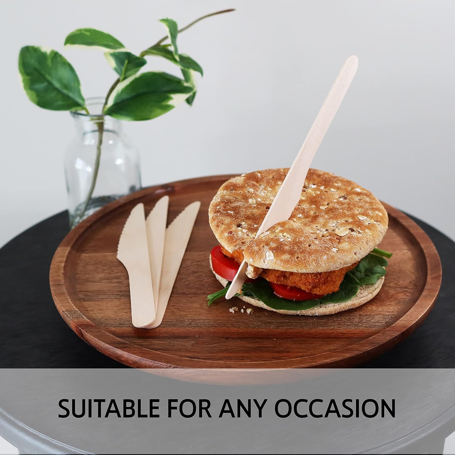 Disposable Eco-Friendly Wooden Cutlery Set | 150 Count - 50 Forks, 50 Spoons, 50 Knives