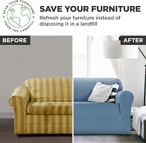 Vista 18 de Zenna Home Simply Fit - Funda elástica para sofá (1 pieza), color crudo