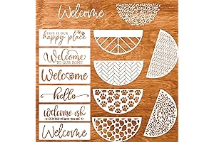 Hello Welcome Stencil 4 Packs | Welcome Stencils for Painting on Wood...