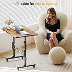 Bureau permanent, 32 Bureau de stand up de pouce mobile, Hauteur réglable, Bureaux roulants portables avec roues,Petite table debout pour la marche, Ordinateur portable, Rustique Brown