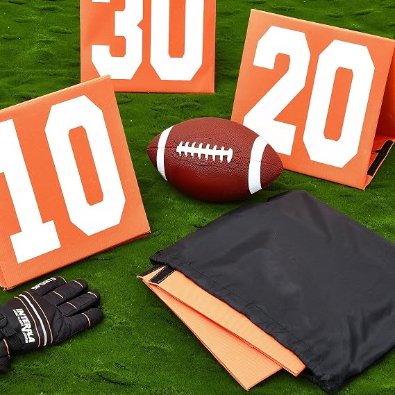 Liliful Football Yard Markers High Visibility Field Yard Line Markers 12.5 Inch Portable Weighted Yardage Marking with Carry Bag for Sports Game Training