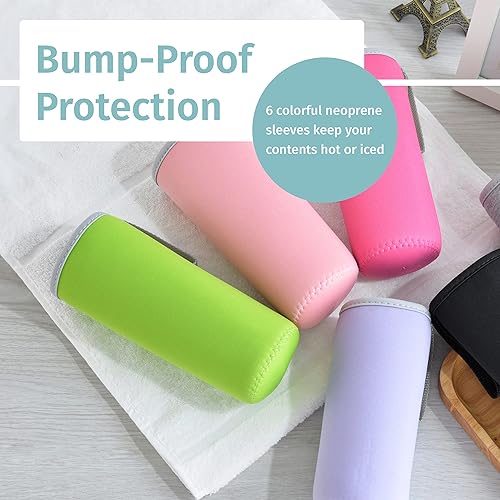 Miniatura 5 de Paquete de 6 botellas de agua de vidrio de lujo de 18 onzas – incluye 6 mangas. Tapas de acero inoxidable - kombucha, zumo, té