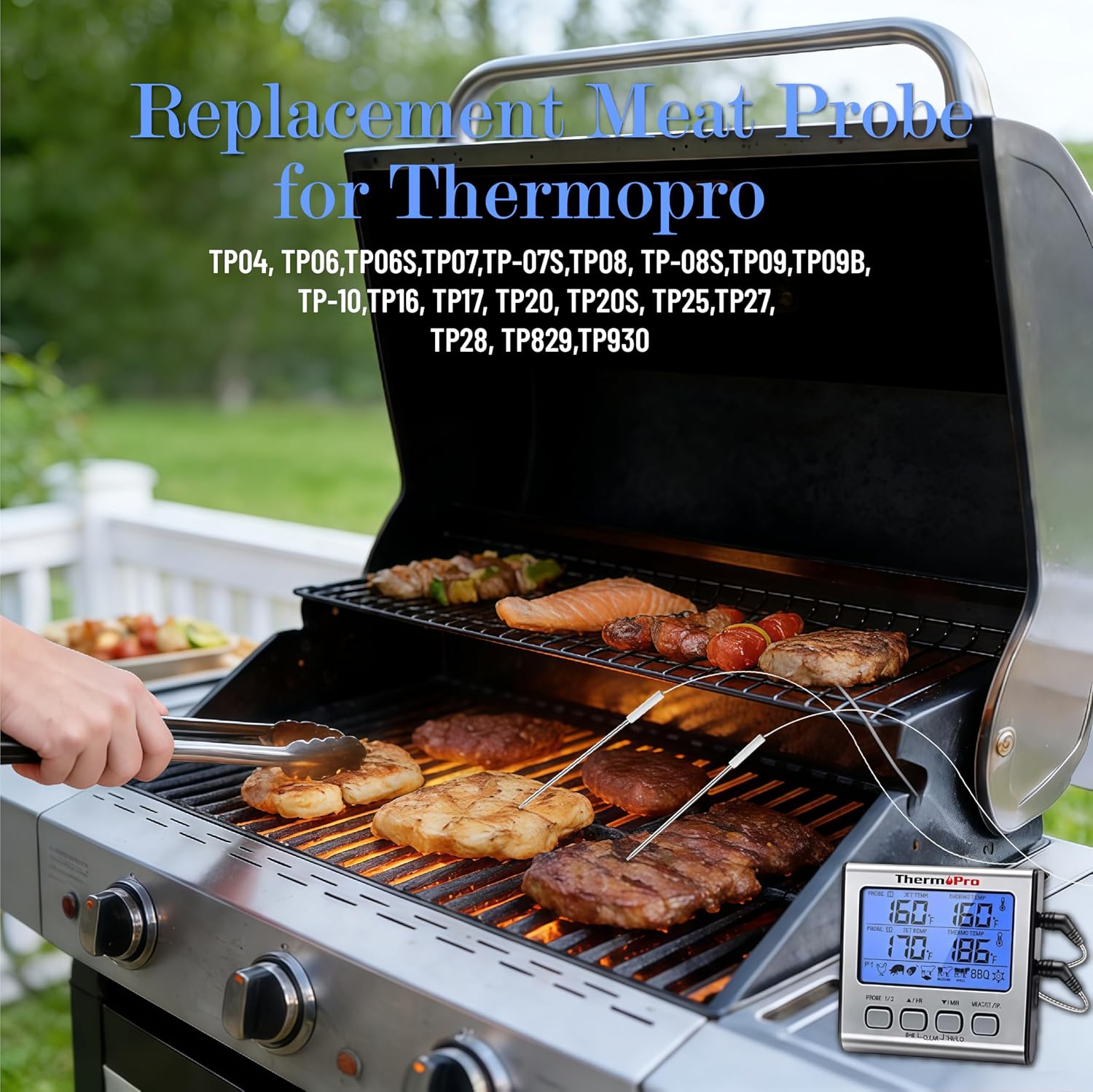Upgraded Meat Thermometer Probe Replacement Meat Probe for Thermopro TP04, TP06,TP06S,TP07,TP-07S,TP08, TP-08S,TP09,TP09B,TP-10,TP16, TP17, TP20, TP20S, TP25,TP27, TP28, TP829,TP930