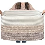 Goodpick Large Woven Storage Basket, 21.6 x 14.9 x 11.8 Rectangle Rope Baskets for Toy Storage, Blanket Basket for Living Room, Bedroom, Light Brown