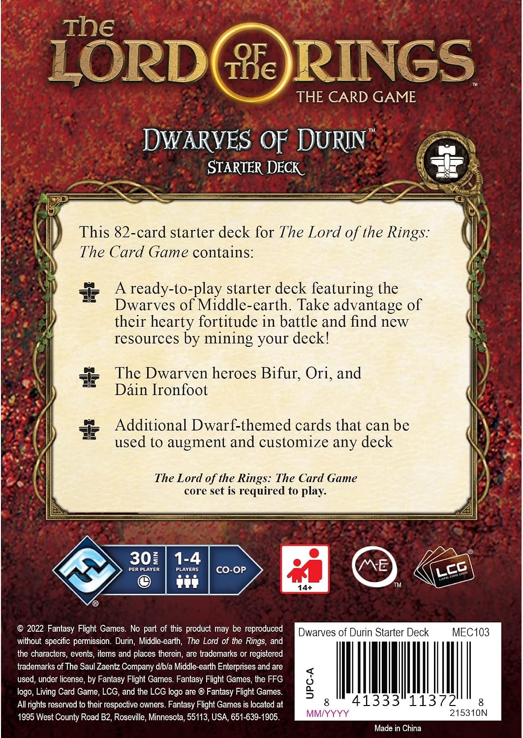 Fantasy Flight Games | Il Signore degli Anelli LCG: Dwarves of Durin Starter Deck | Gioco di carte | Età 13+ | 1-4 Giocatori | 30-60 minuti di gioco