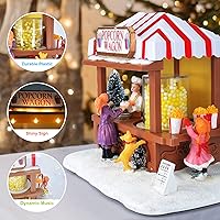 Vista 3 de Casas de Pueblo de Navidad con Luces LED Iluminadas, Casa de Ratón de Palomitas de Maíz Multicolor para Decoración del Hogar