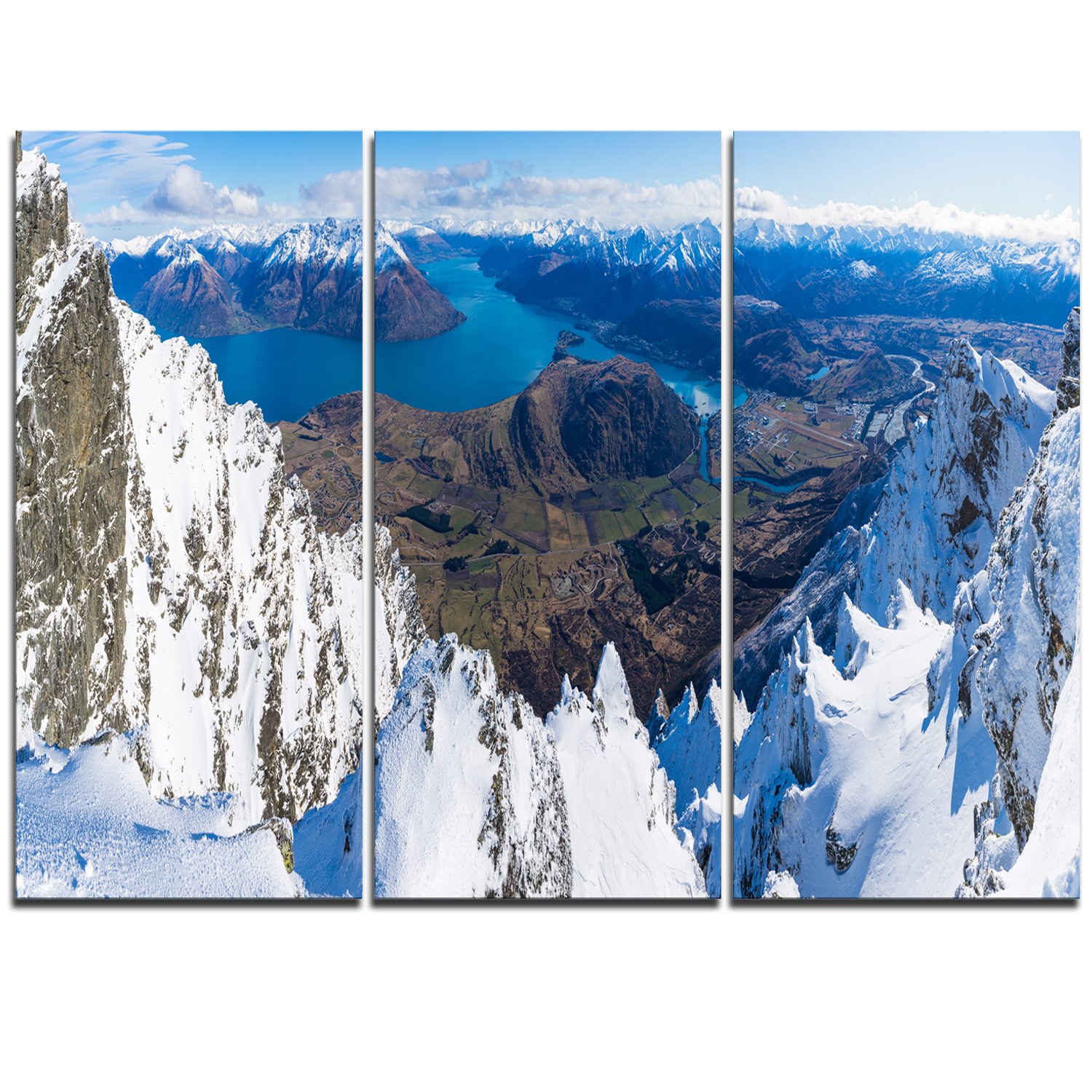 Designart PT11611-3P Frankton & Lake Aerial View Panorama