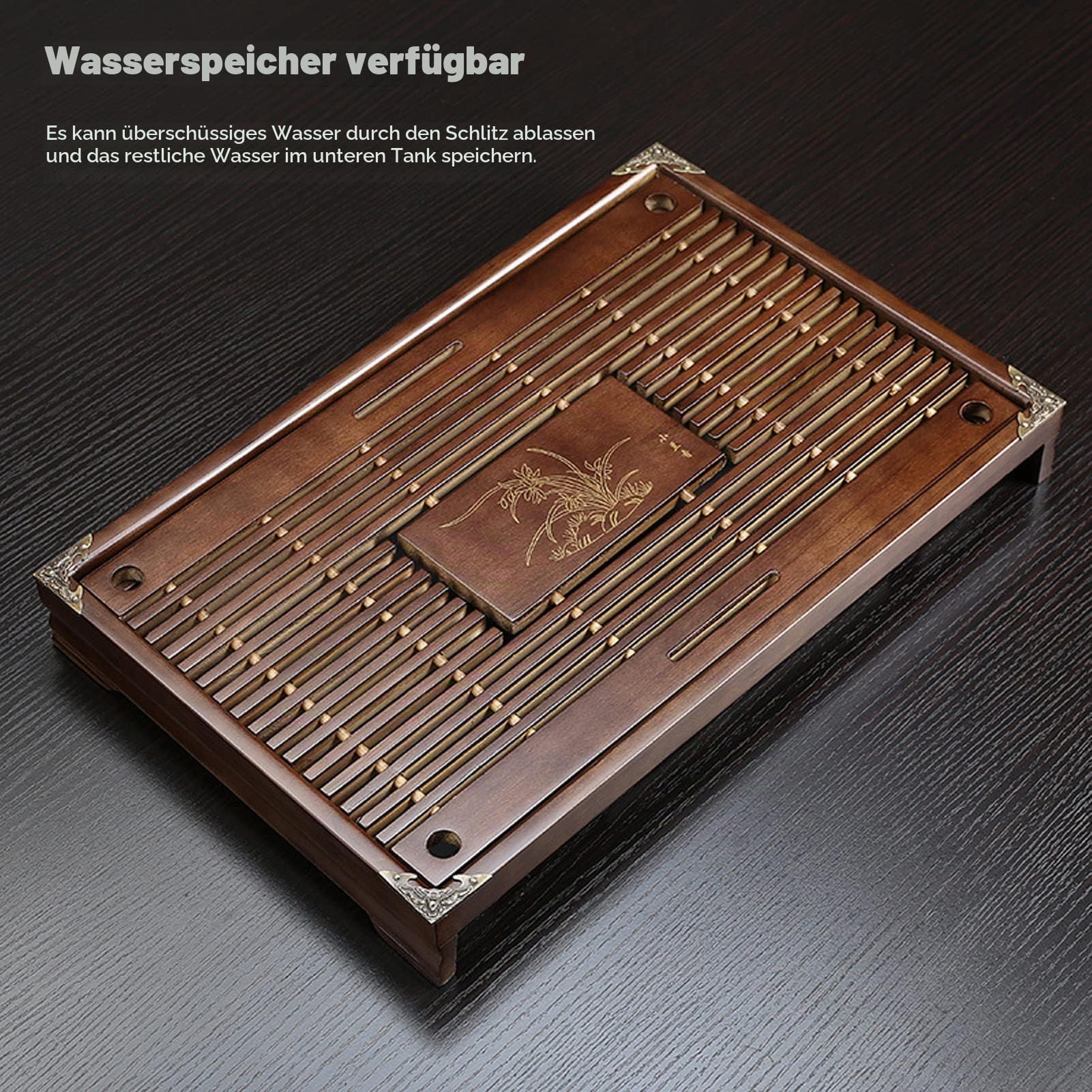 Chinesisches Teetablett, Japanischer Tee, Einweg-Trinkgeschirr, Tassenhüllen, Serviertablett, Kleines Gongfu-Teetisch-Set mit Reservoir (Braun)
