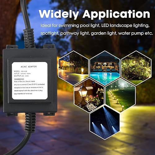 Miniatura 5 de only fire Transformador de paisaje al aire libre 110120V a CA 24V2.5A, convertidor de fuente de alimentación impermeable de 60 vatios para