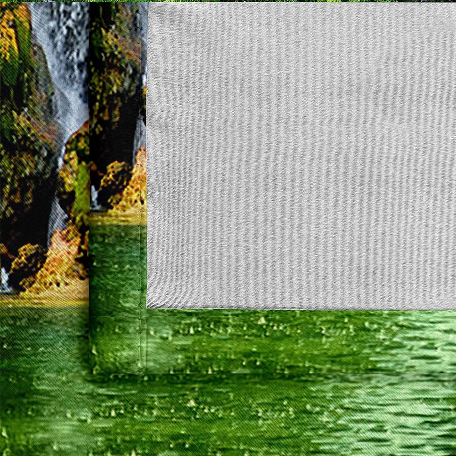 Vorhang Verdunkelung Reise, Küchengardinen Winter Grün Weiß Wasserfall Naturlandschaft Polyester 2er Set 488x274cm