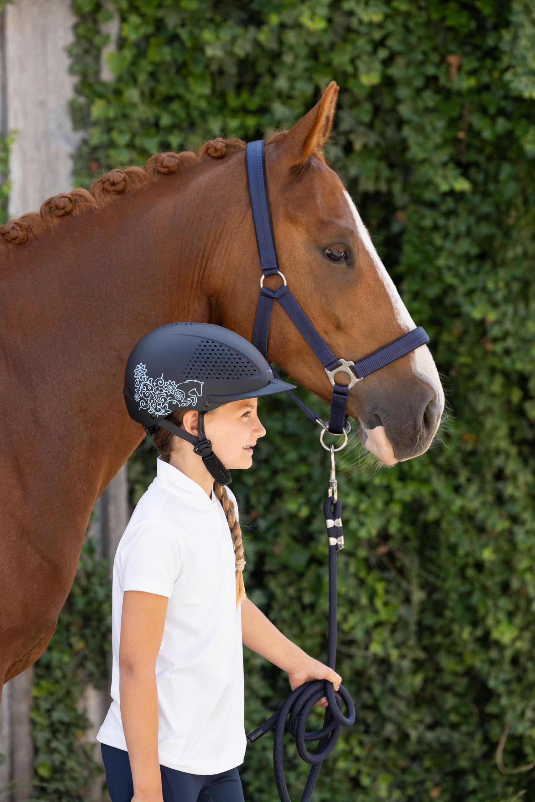 Covalliero Kask jeździecki Beauty 2.0, kask dziecięcy, odporny na uderzenia, smukły kształt kasku, z wentylacją, 4-punktowe mocowanie