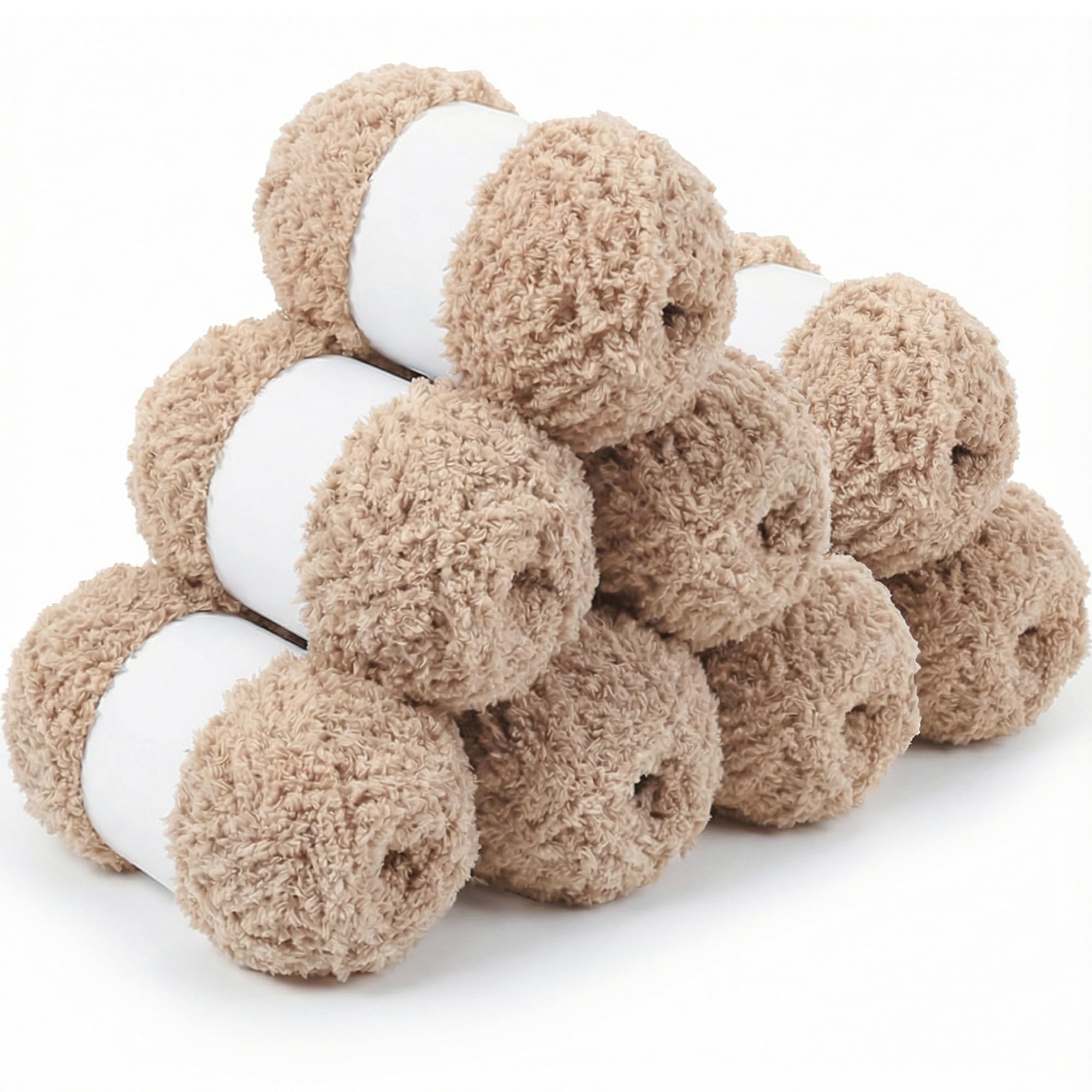 Lighterday Fluffy Yarn Set of 8×50g Chunky Yarn for Hand Knitting,Thick Fluffy Wool,Soft Chunky Wool for Crochet Blankets Scarves Hats Toys DIY Projects (8 Pack Beige White)