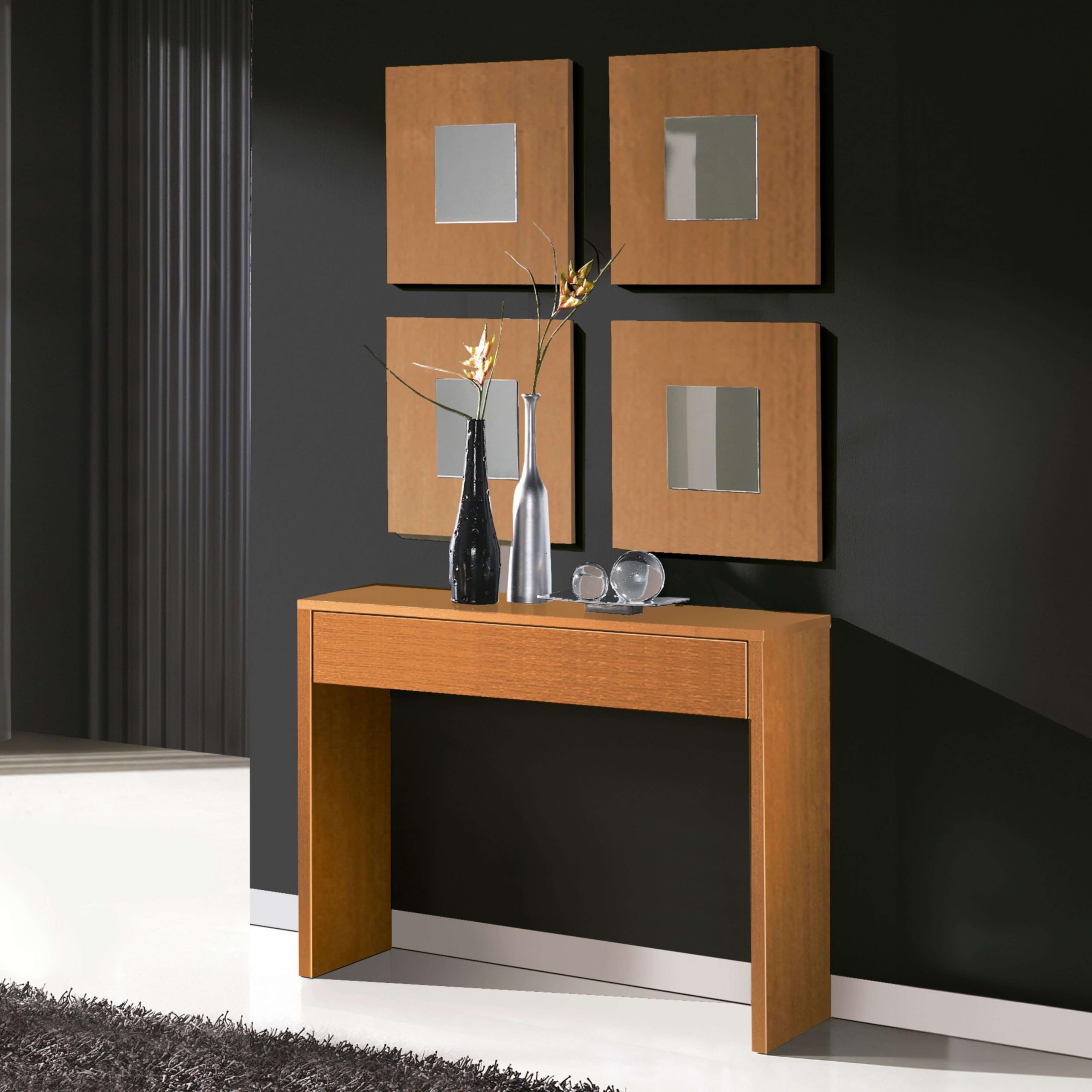 Miroytengo Ingresso moderno Lupe Ciliegio 100 x 76 x 30 cm con Cassetto e Stoccaggio