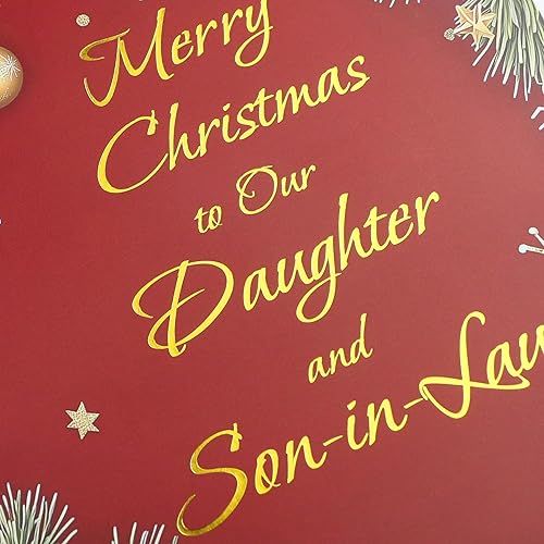 Miniatura 5 de TzenvoGift Tarjeta de Navidad para nuera y yerno, tarjeta de doble capa, diseño con texto de lámina dorada, con sobre y calcomanía de sobre con