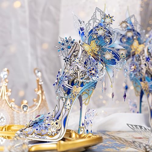 Miniatura 8 de MU Rompecabezas de metal para adultos, zapatilla de cristal de Cenicienta, zapato de Cenicienta, zapatos de cristal de Cenicienta, Disparo de