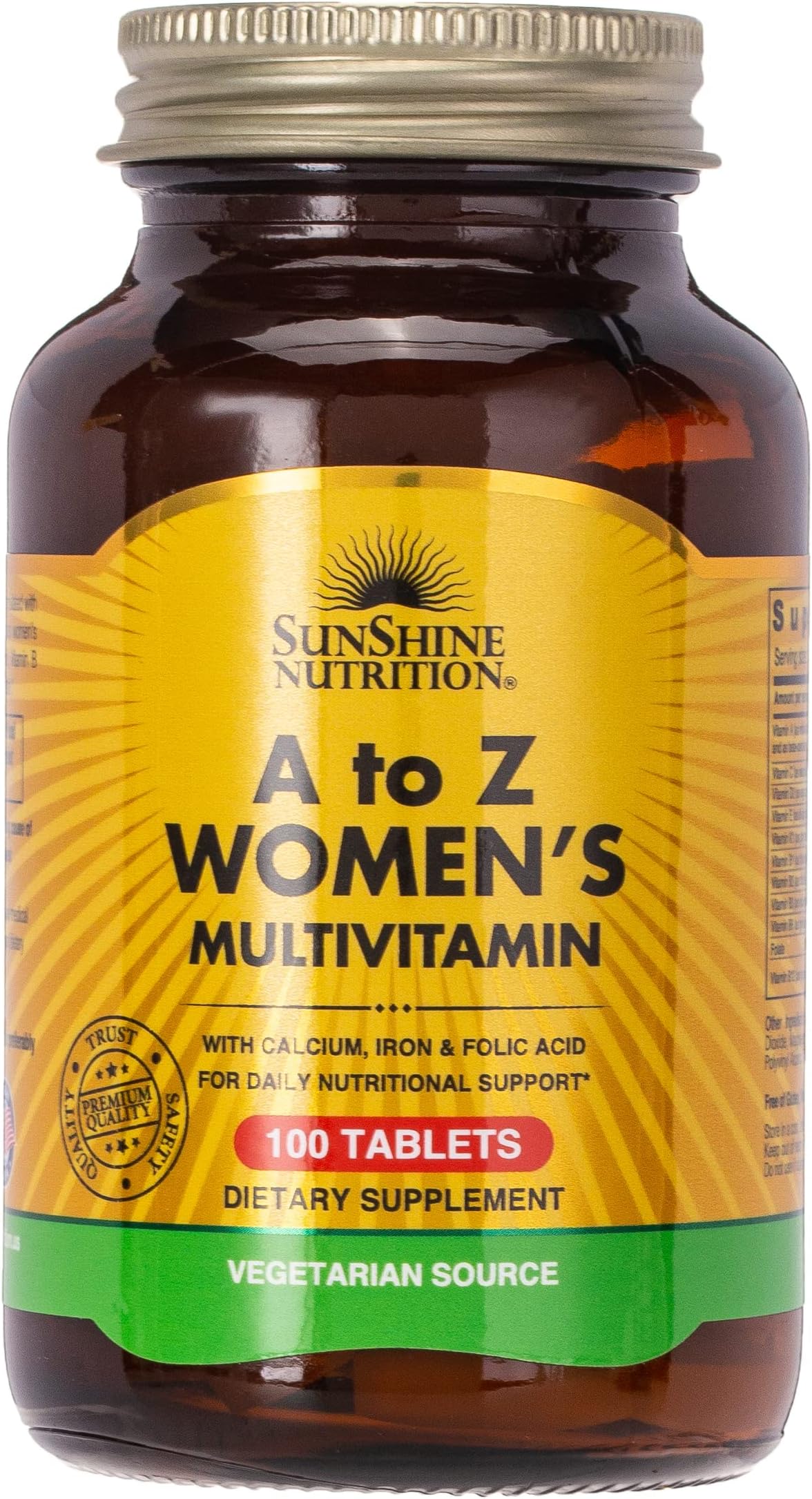 Sunshine Nutrition A To Z Women's Multivitamins 100 Vegetarian Tablets | For Daily Nutrition Requirement