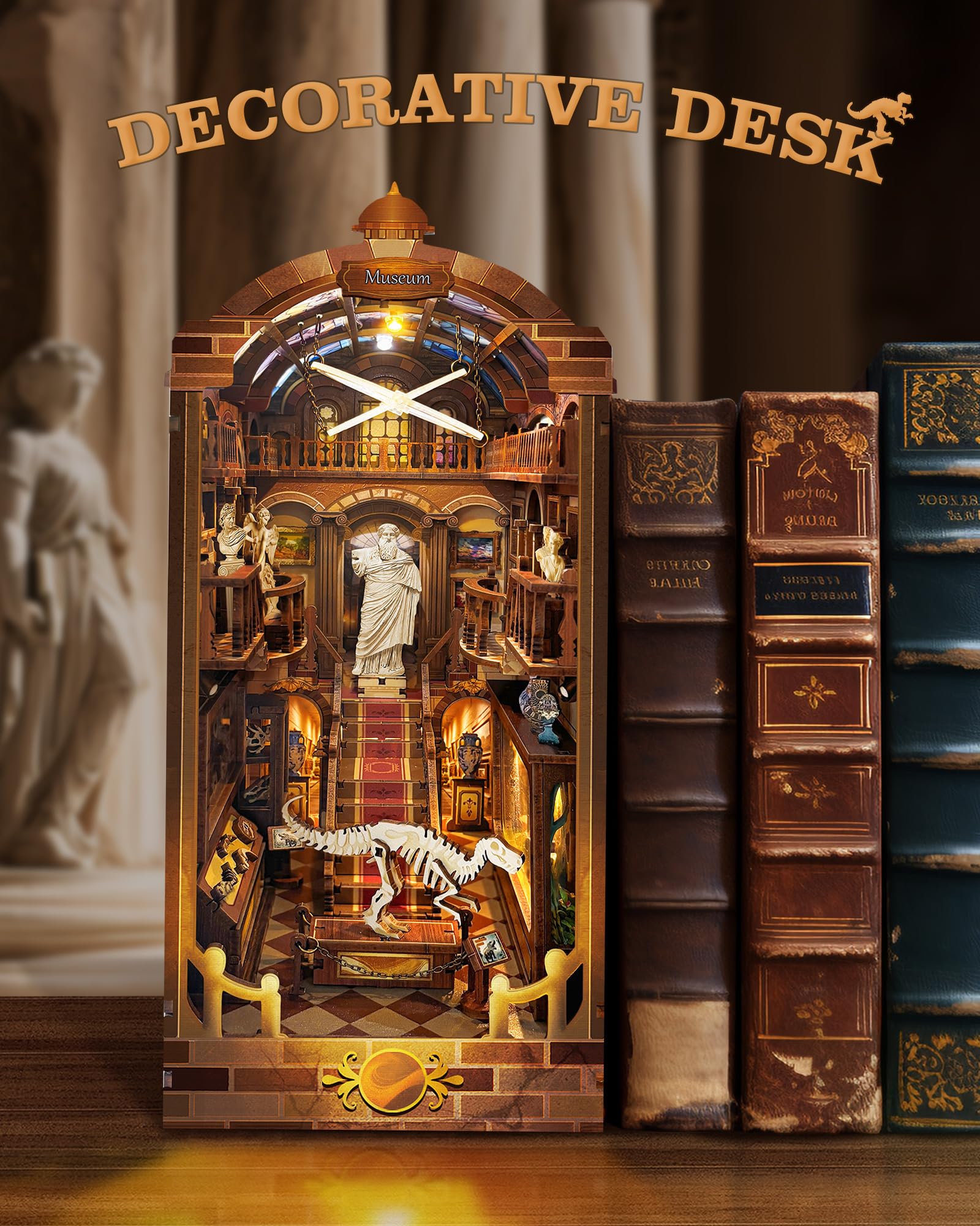 Quanquer DIY Book Nook con protección contra el Polvo y luz LED 3D de Madera Booknook, Rompecabezas de Madera 3D Booknok Navidad Halloween cumpleaños Ideas para 14 años (museos)