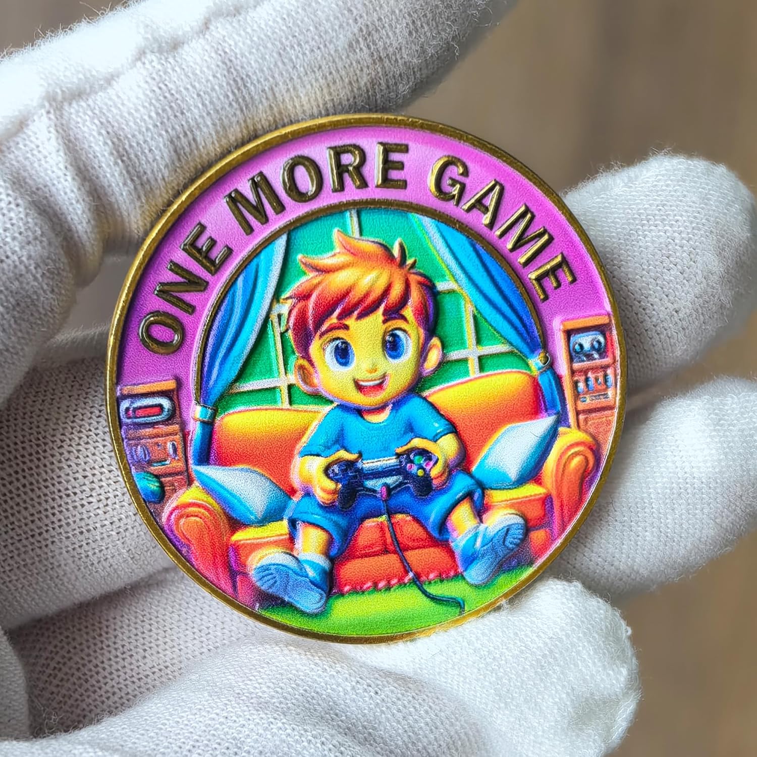 One More Game Go to Bed Gamer Decision Maker Coin 1.57" image 3