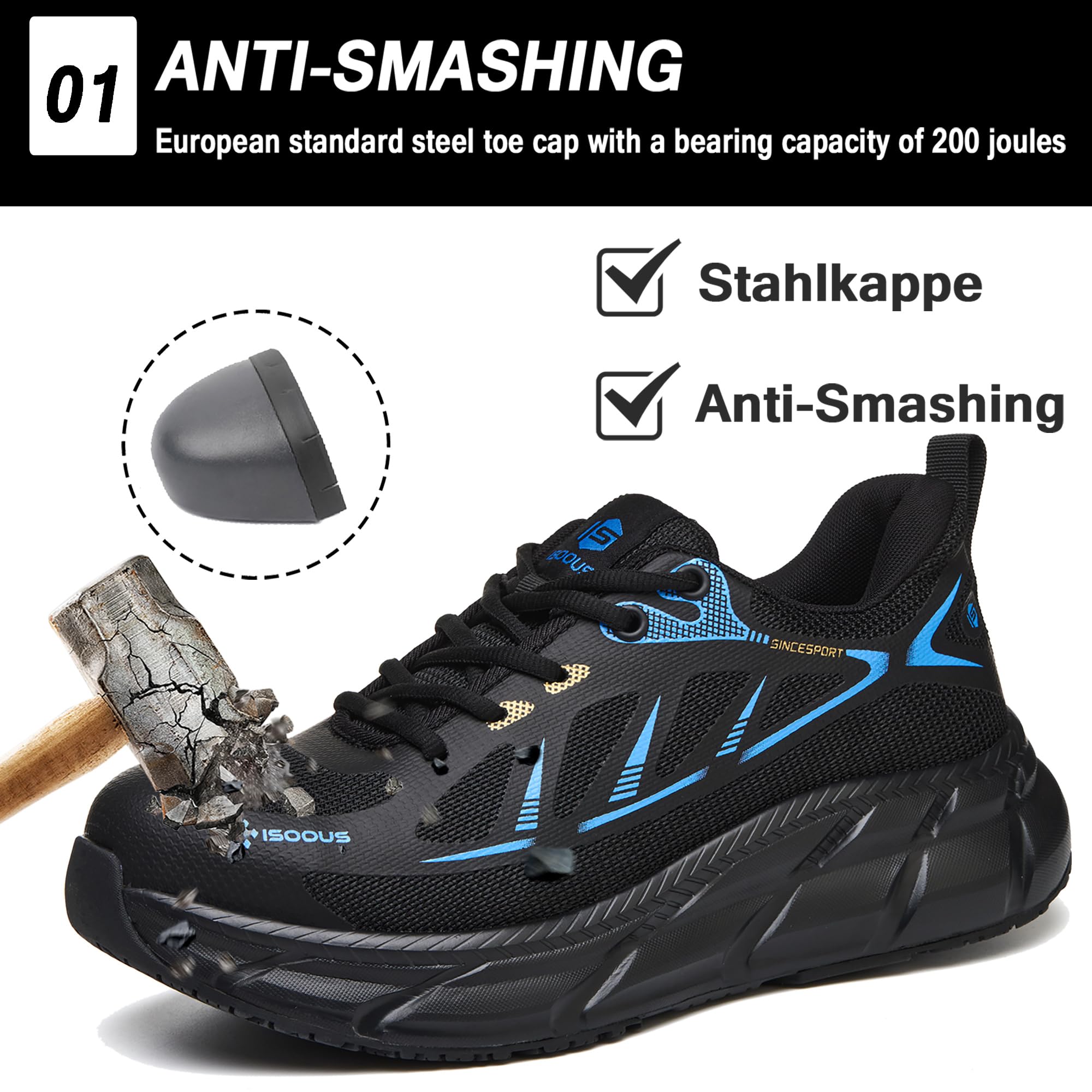 Scarpe Antinfortunistiche Uomo Scarpe da Lavoro Donna Leggere Scarpe Sicurezza con Punta in Acciaio Traspiranti