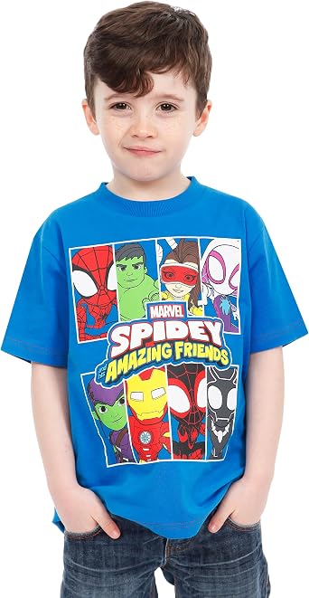 Marvel Spiderman T Shirt | Spidey and His Amazing Friends Clothes | Boys' T-Shirts | Ages 2 to 8 Years