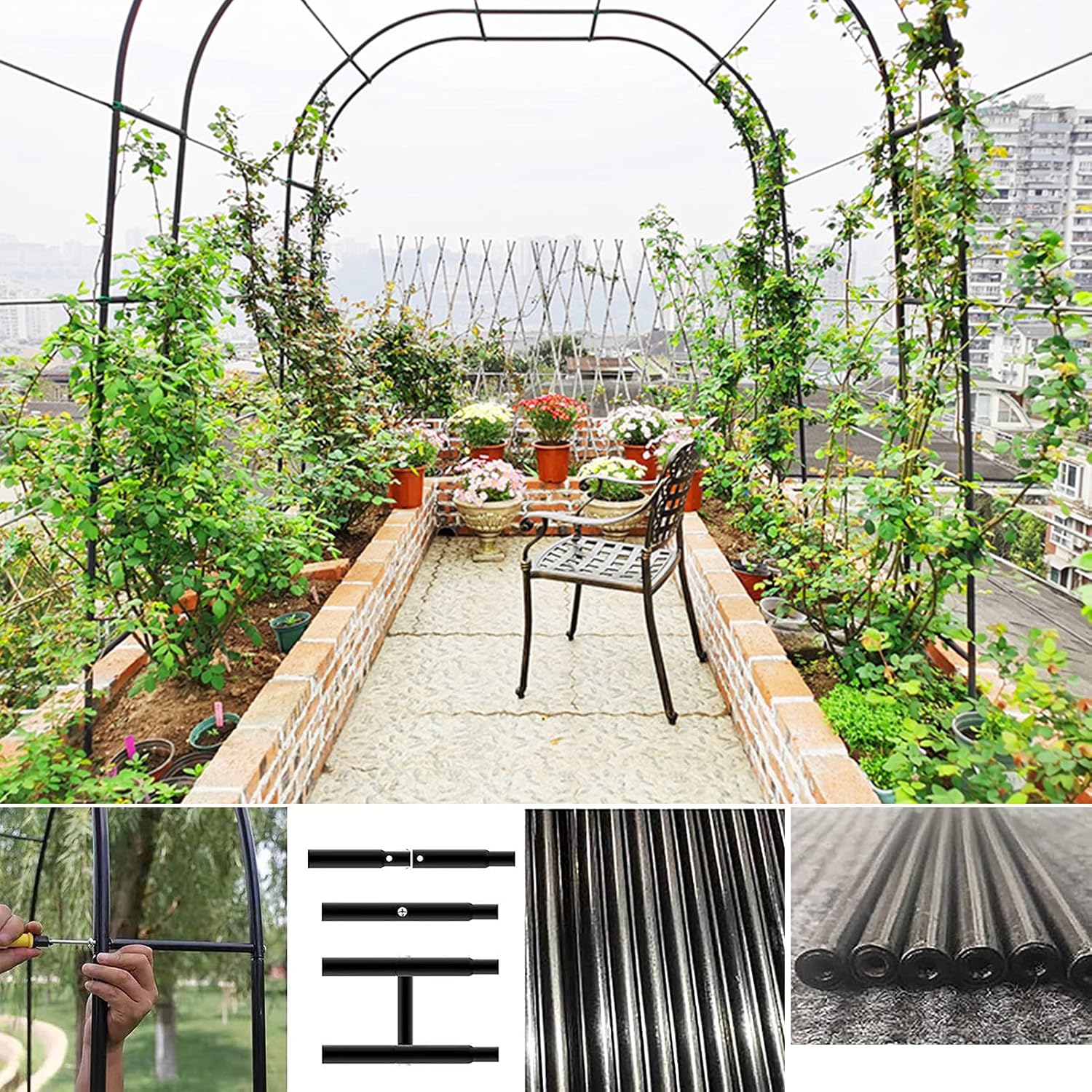 Metal Garden Arch Arbor,Rose Arch,Archway for Climbing Plants,Weatherproof Climbing Arch,Wedding Arch,Climbing Support Trellis,Pergolas,Outdoor Lawn Garden