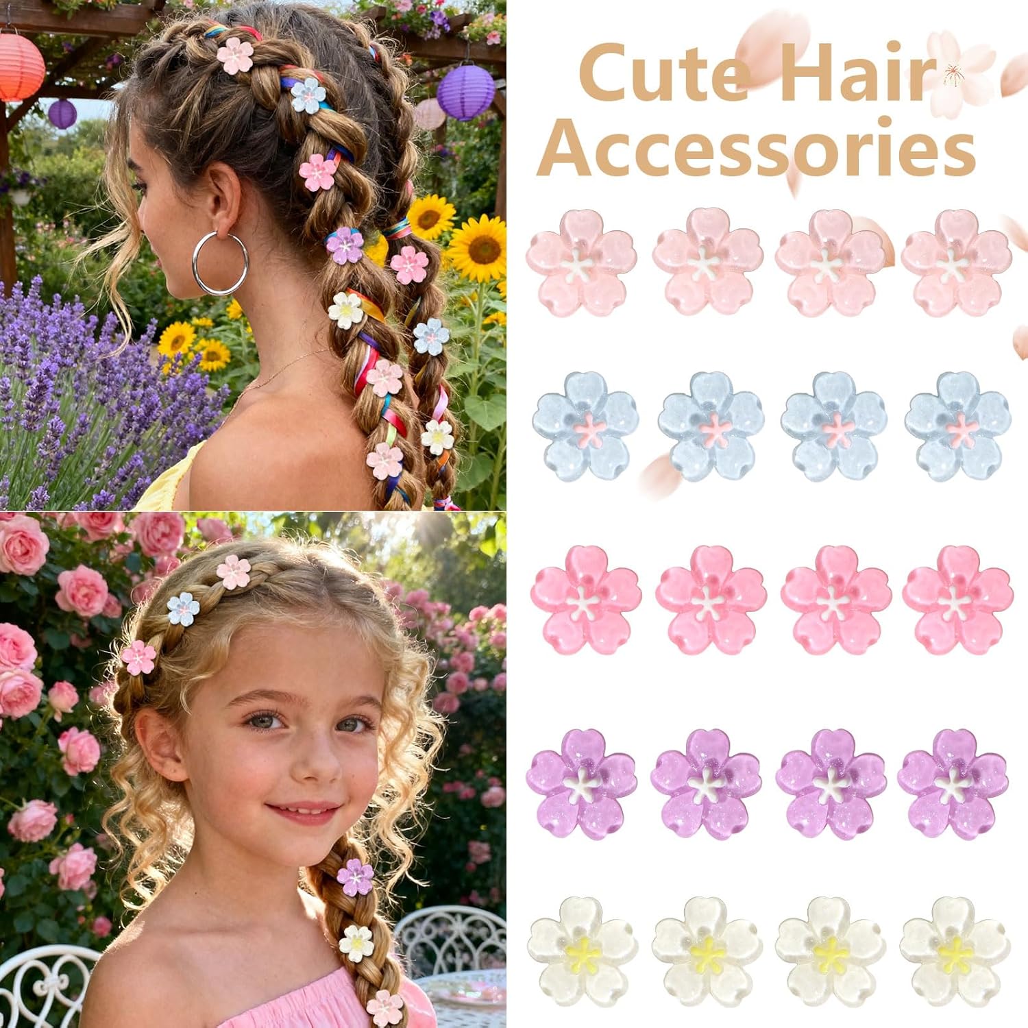 YISSION 20PCS Mini Cherry Blossom Hair Clips for Women & Girls, Colorful Floral Hair Barrettes, Cute Hair Accessories for Daily Styling, Party & Gift - Image 3