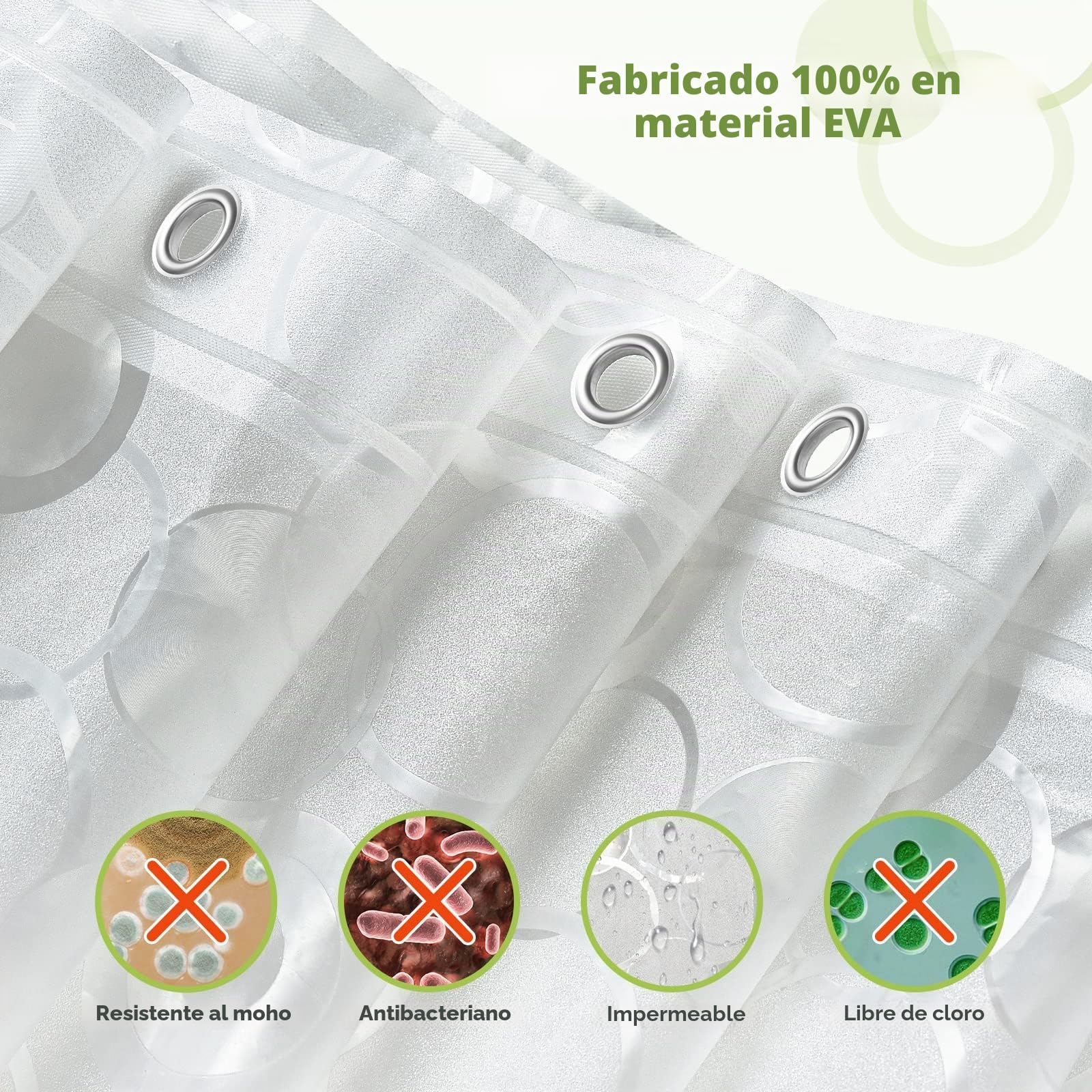 OTraki Cortina Ducha Pesada Larga 240x200cm Cortina de Baño Antimoho Impermeable Cortina Bañera EVA Translúcida Mate Shower Curtian con 16 Ganchos para Ducha o Bañera