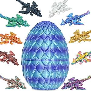 10pcs Mini Flying Dragons in Dragon Egg 3D Printed Collectible Fantasy Toy Gift Set for Kids Boys Girls Teens Birthday Easter Christmas Stocking Party Favor Display(Starlit Blue)