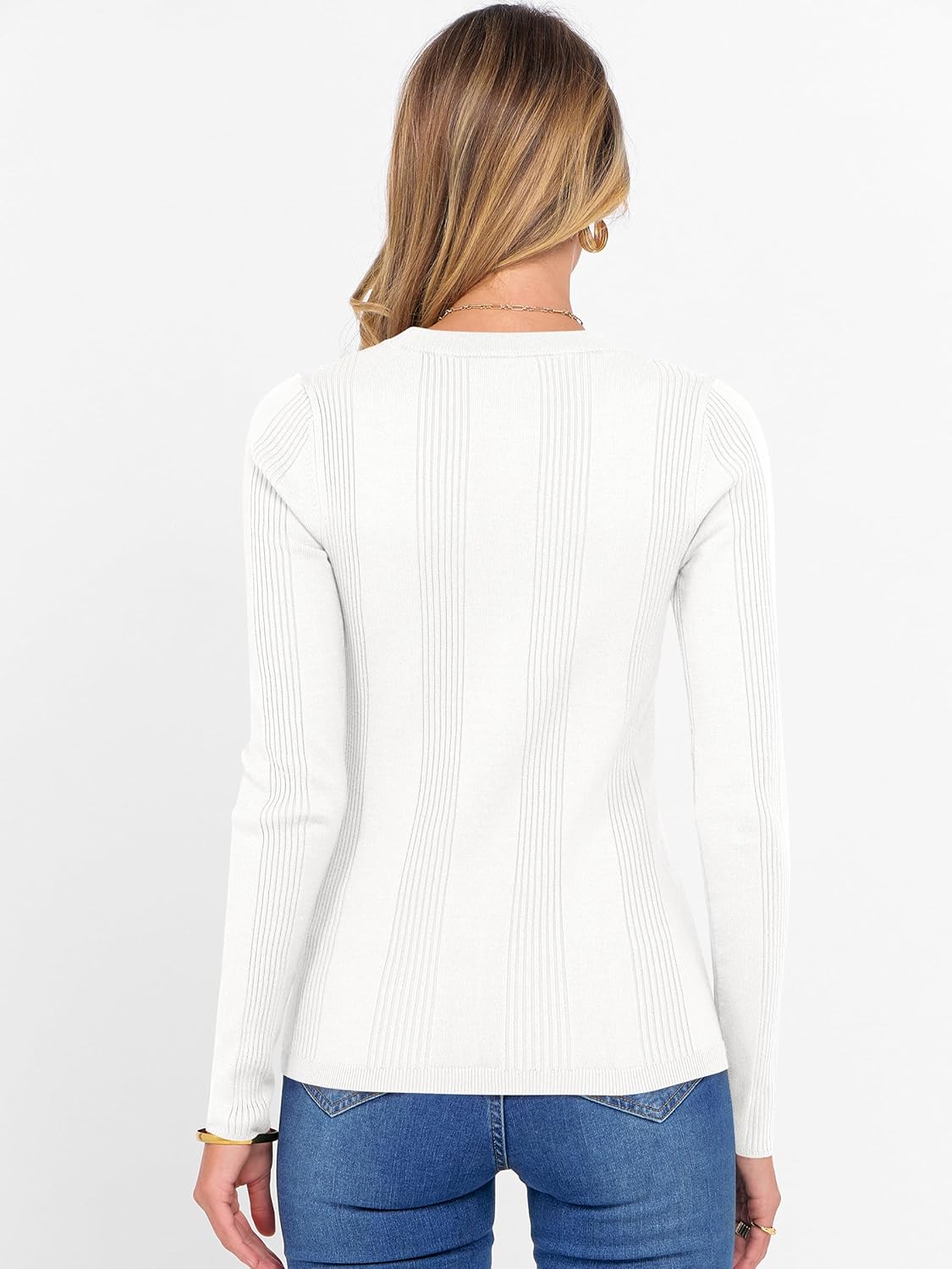 ANRABESS Women's Long Sleeve Slim Fit Crewneck Lightweight Sweaters 2025 Fall Winter Basic Fitted Rib Knit Pullover Tops - Image 4