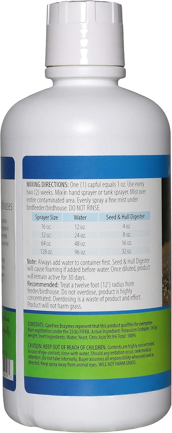 Carefree Enzymes 94727 Seed & Hull Digester Bird Feeder Cleaner, 33.9 oz