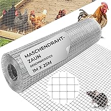 STREND PRO Wire Mesh Fence, Welded, Galvanised, 1 m x 25 m, 0.8 mm, 12 x 12 mm, Rabbit Wire, Aviary Wire for Garden and Animal Husbandry, Rabbit Mesh, Chicken Fence