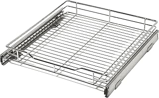 Smart Design Pull Out Cabinet Shelf - Medium - Smooth Roll Extendable Sliding Drawer - Holds 100 lbs - Steel Metal Wire - ...