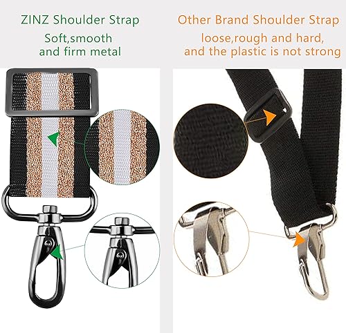 Miniatura 3 de ZINZ Correa de hombro de 79 pulgadas, almohadilla fija extra gruesa y doble cierres, correa de repuesto universal con ganchos giratorios de metal