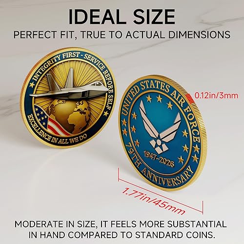 Miniatura 4 de Moneda de desafío de oración de la Fuerza Aérea de Estados Unidos, moneda conmemorativa de valor de las fuerzas armadas de 1.77 pulgadas,