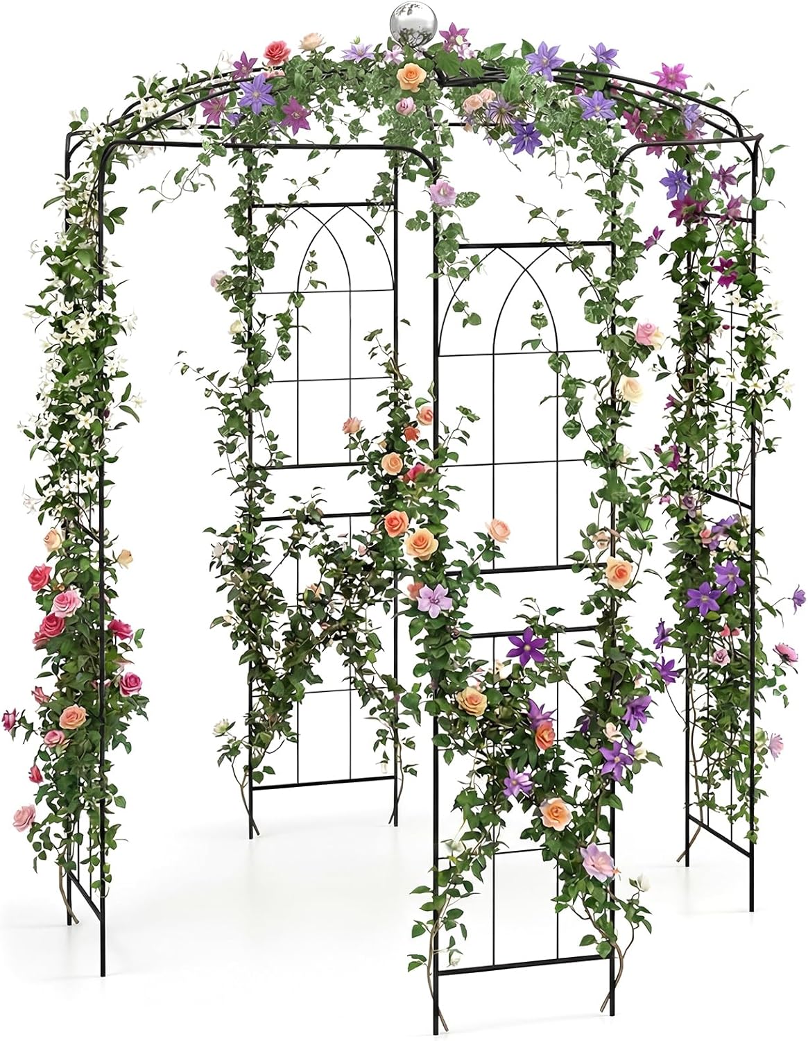 Giantex Birdcage Shape Gazebo - 9.3' H x 6.5' W Metal Arch Trellis for Climbing Plants Clematis Vines, French Style Pergola Pavilion Garden Arbor for Weddings Photoshoots Ceremony Party Outdoor Decor