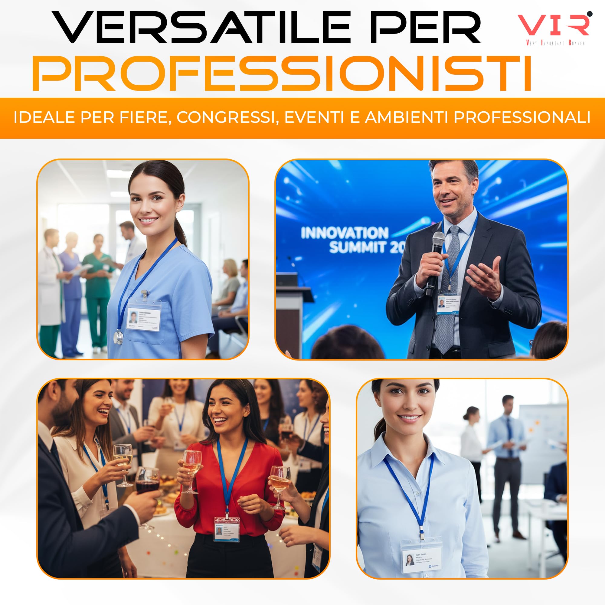 Porta Badge Trasparenti Impermeabile in PVC con Bordi Termosaldati e Apertura Superiore - 100 Pezzi