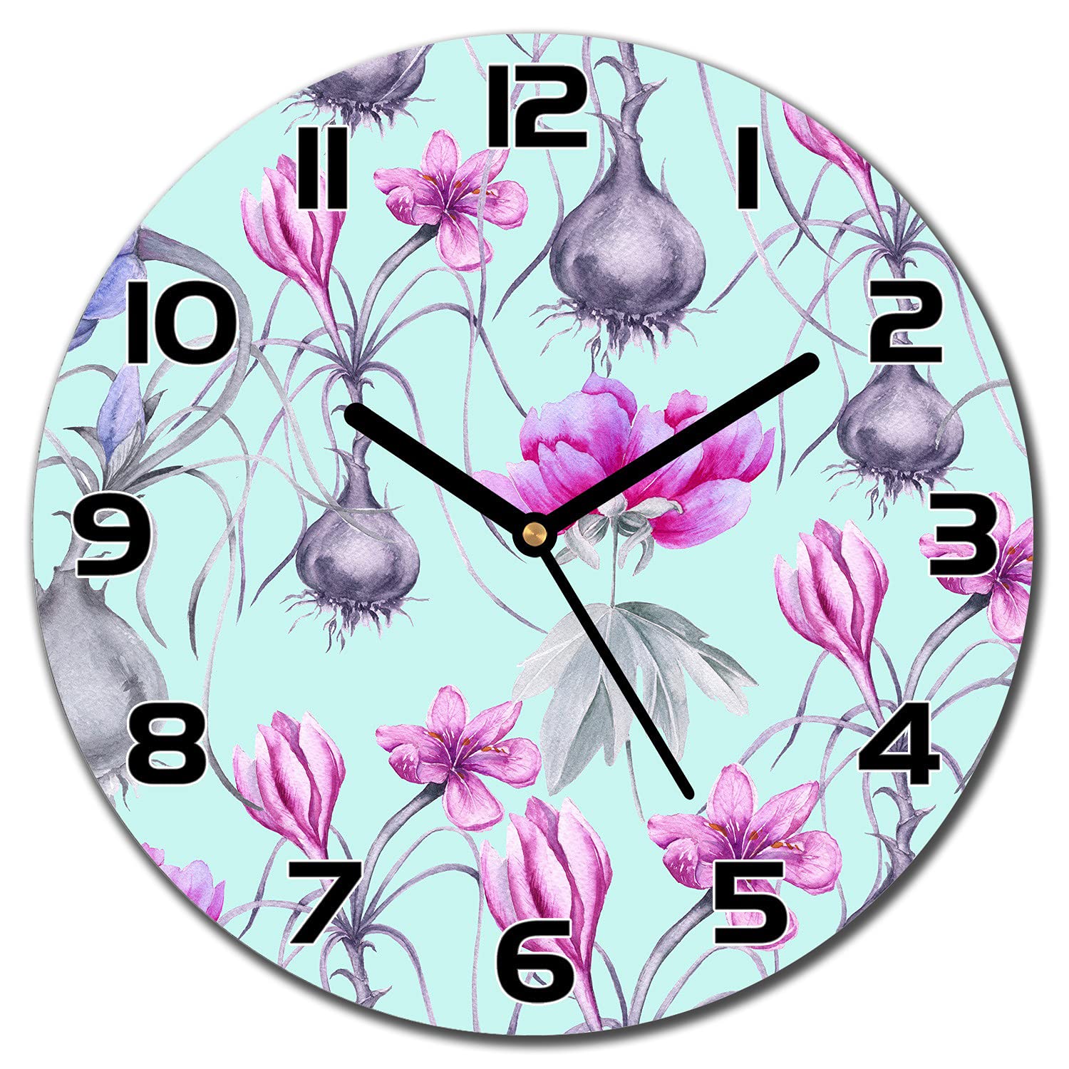 Horloge murale moderne en verre decoration cuisine salon 30 cm