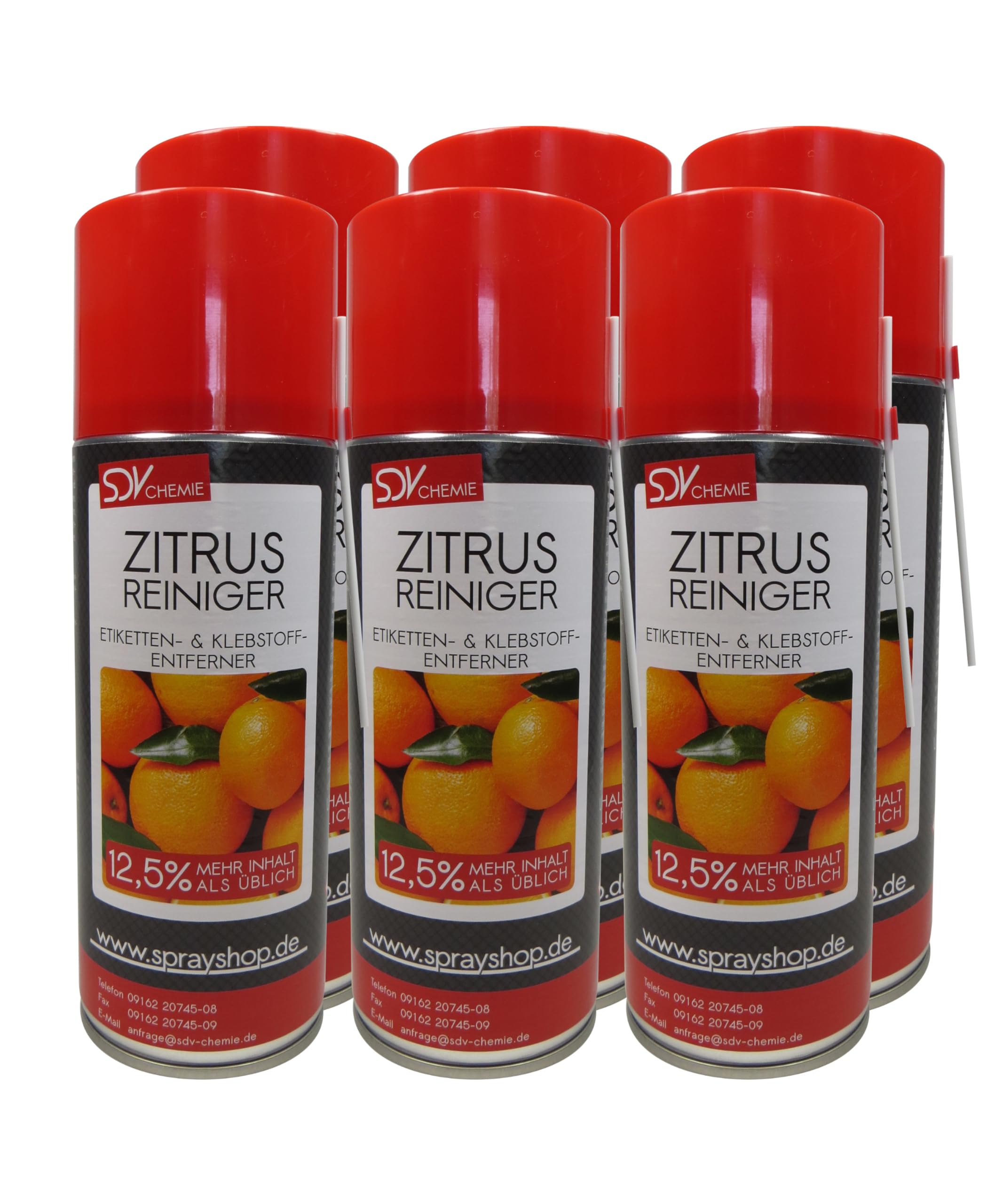 SDV Chemie Zitrusreiniger 6x 450ml Universalreiniger | Klebstoffreste, Teer, Nikotin Entferner