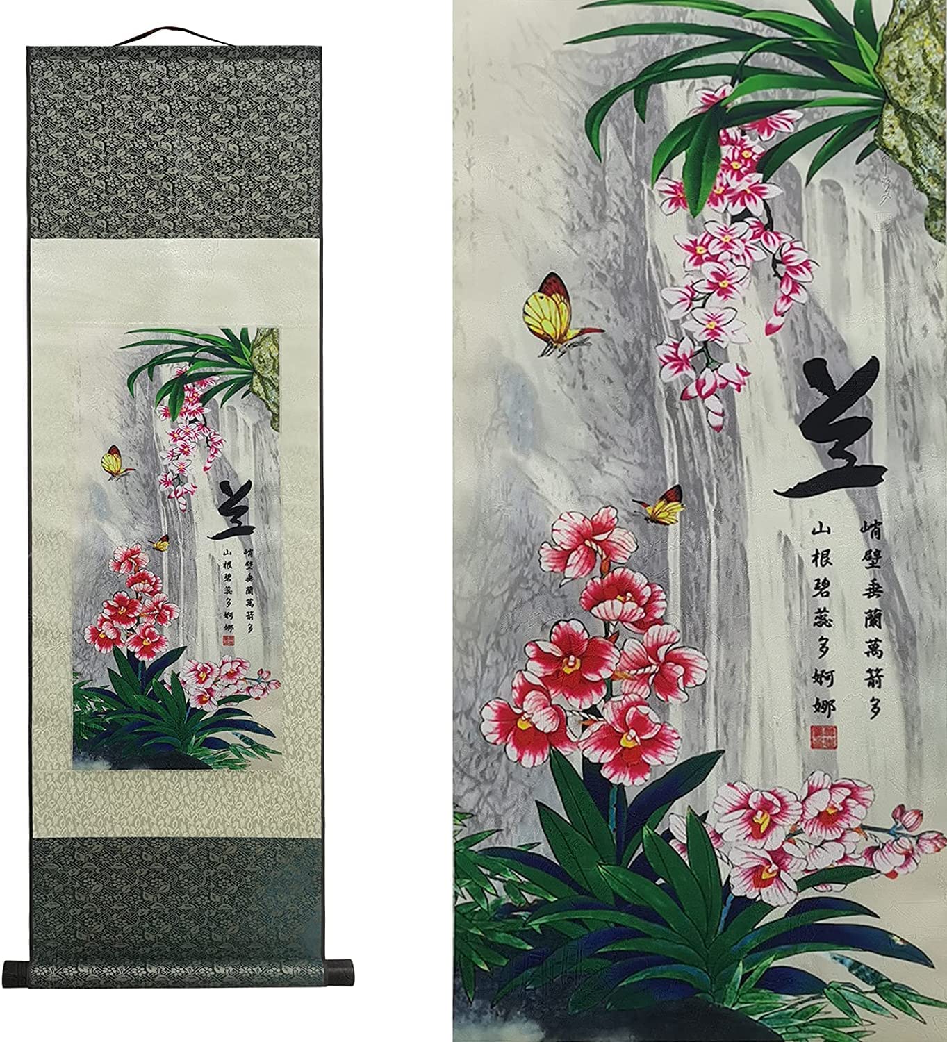 Vrfvsdasaas A2 Chinese Wall Art, Chinese Wall Art Scroll Painting,Silk Scrollg Summer Autumn Winter Landscape Beaut(A2)