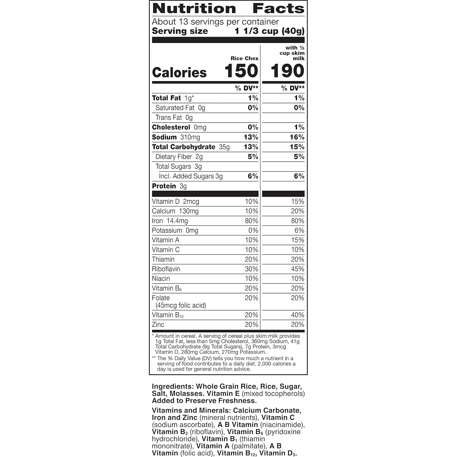 Rice Chex Breakfast Cereal, Gluten Free, 18 oz (Pack of 8)
