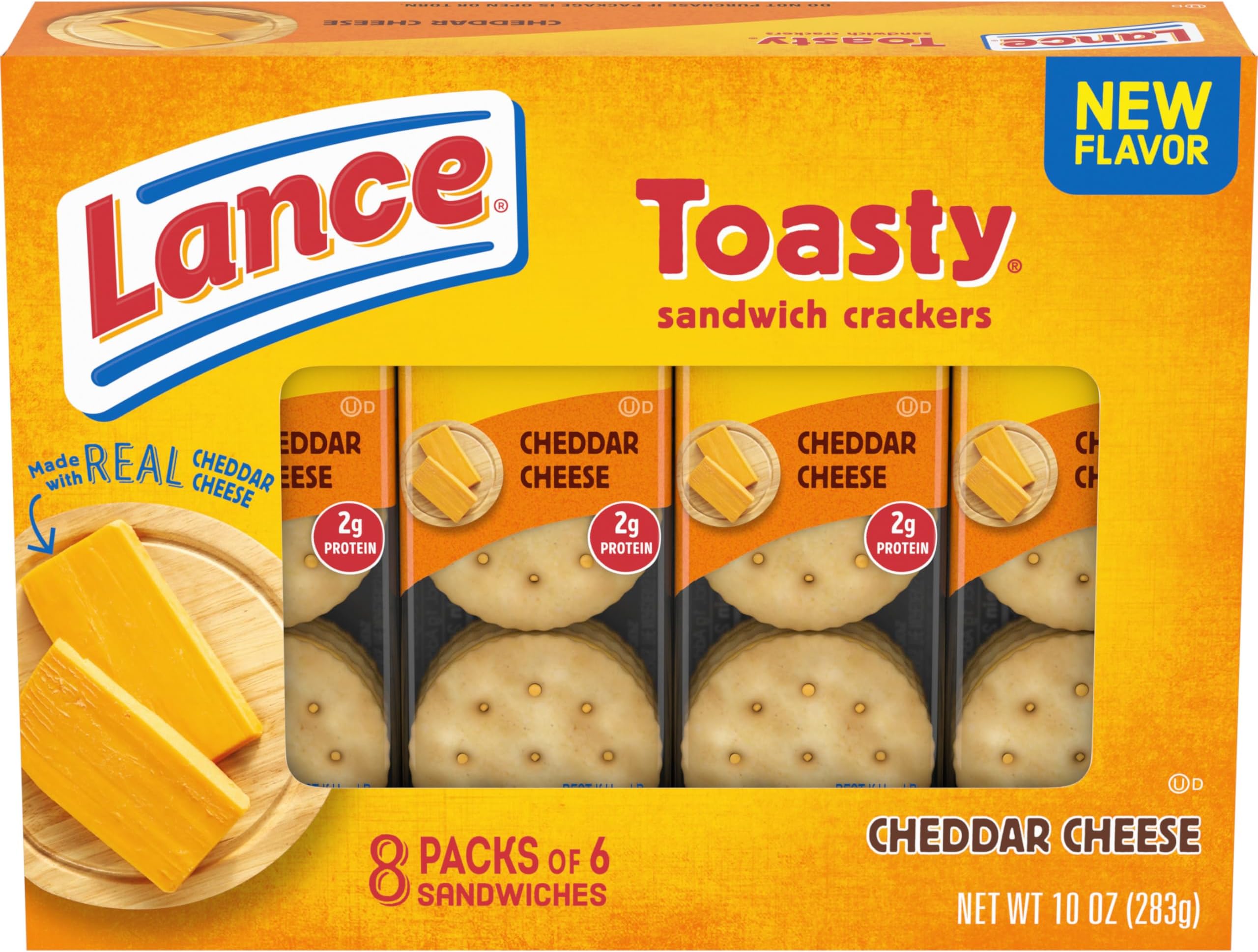 Sandwich Crackers, Toasty Cheddar, 8 Individually Wrapped Packs, 6 Sandwiches Each
