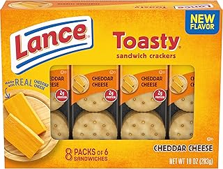 Lance Sandwich Crackers, Toasty Cheddar, 8 Individually Wrapped Packs, 6 Sandwiches Each